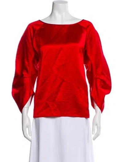 Pre-owned Zero + Maria Cornejo Crew Neck Long Sleeve Top In Red