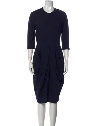 Pre-owned Zero + Maria Cornejo Crew Neck Midi Length Dress In Blue