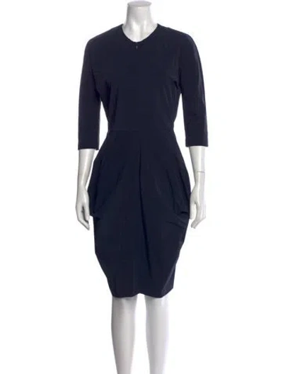 Pre-owned Zero + Maria Cornejo Crew Neck Midi Length Dress In Blue