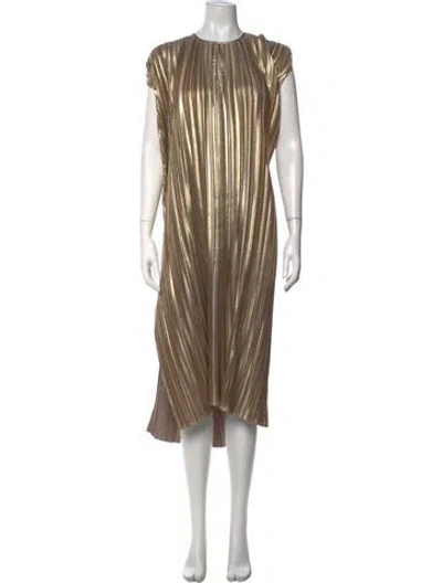 Pre-owned Zero + Maria Cornejo Crew Neck Midi Length Dress In Gold