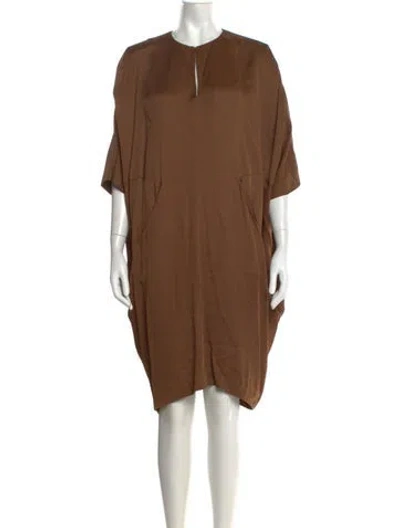 Pre-owned Zero + Maria Cornejo Crew Neck Midi Length Dress In Neutrals