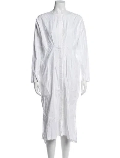 Pre-owned Zero + Maria Cornejo Crew Neck Midi Length Dress In White
