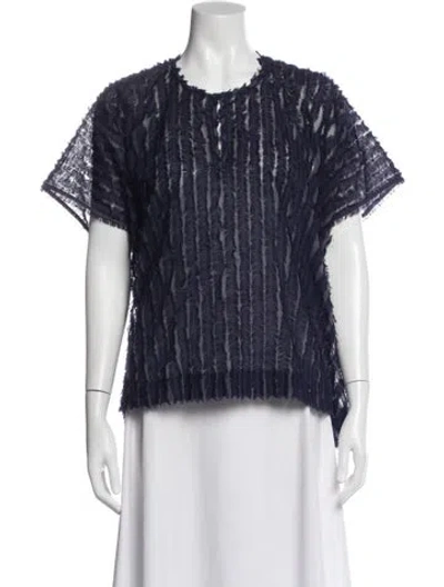 Pre-owned Zero + Maria Cornejo Crew Neck Short Sleeve Top In Blue
