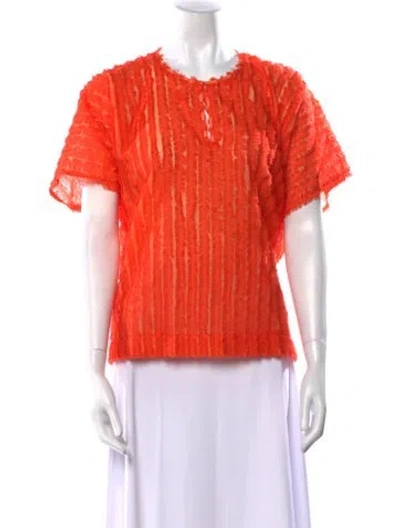 Pre-owned Zero + Maria Cornejo Crew Neck Short Sleeve Top W/ Tags In Orange
