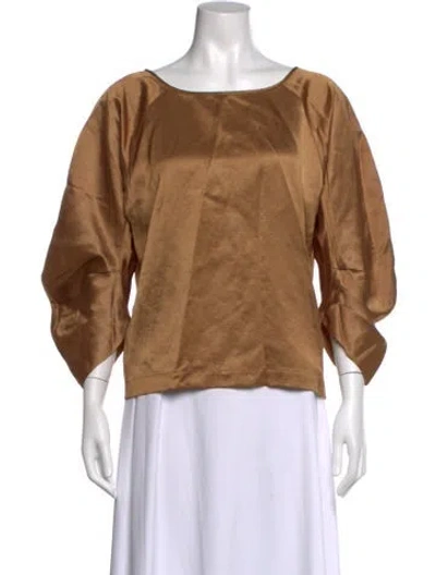 Pre-owned Zero + Maria Cornejo Crew Neck Three-quarter Sleeve Top In Gold