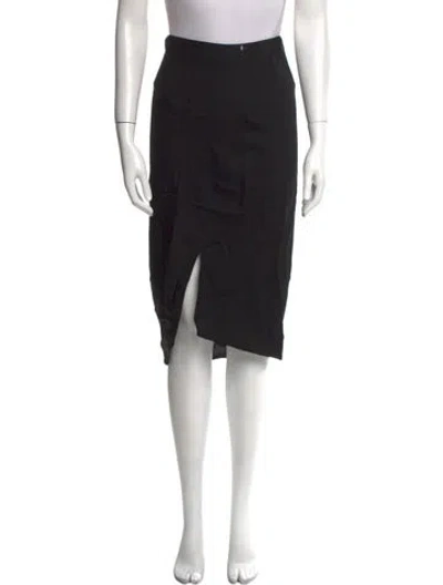 Pre-owned Zero + Maria Cornejo Embroidered Accent Midi Length Skirt In Black