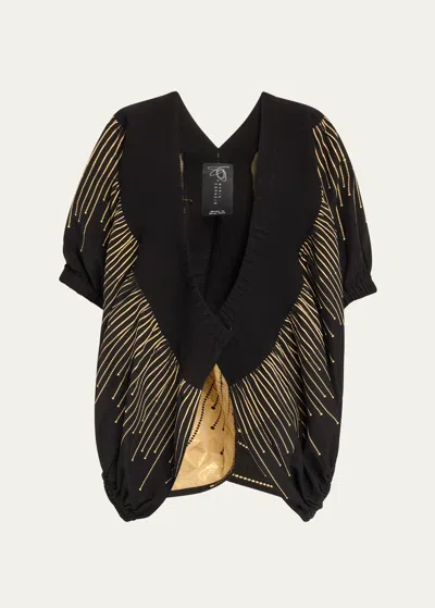 Zero + Maria Cornejo Evia Cotton Voile Shrug In Blackgold