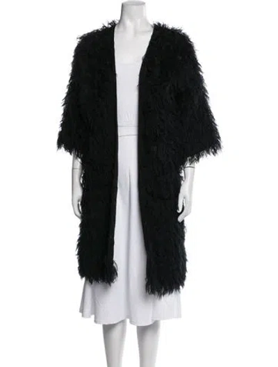 Pre-owned Zero + Maria Cornejo Faux Fur Coat In Black
