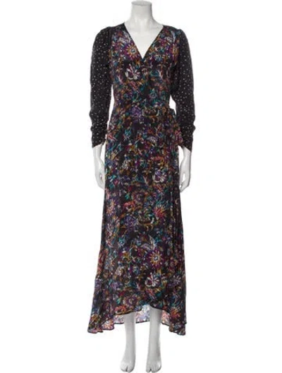 Pre-owned Zero + Maria Cornejo Floral Print Long Dress In Black