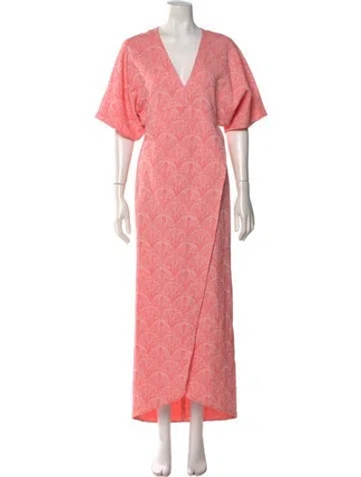 Pre-owned Zero + Maria Cornejo Floral Print Long Dress In Orange