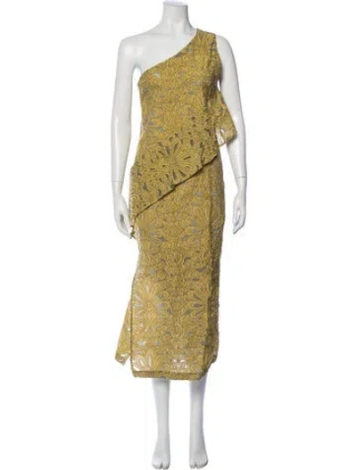 Pre-owned Zero + Maria Cornejo Floral Print Midi Length Dress In Green