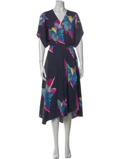 Pre-owned Zero + Maria Cornejo Floral Print Midi Length Dress In Multi