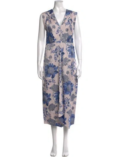 Pre-owned Zero + Maria Cornejo Floral Print Midi Length Dress In Pink