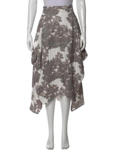 Pre-owned Zero + Maria Cornejo Floral Print Midi Length Skirt In Gray