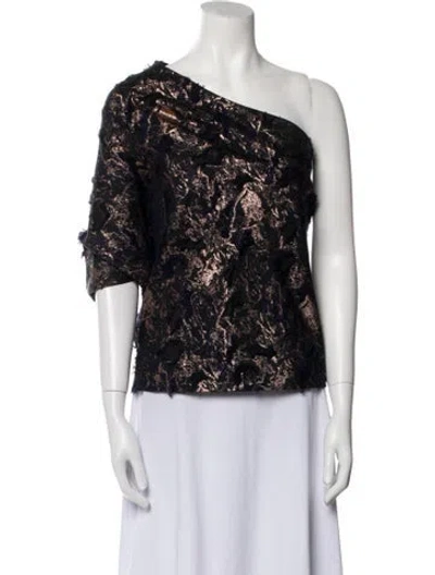 Pre-owned Zero + Maria Cornejo Floral Print One-shoulder Blouse In Blue