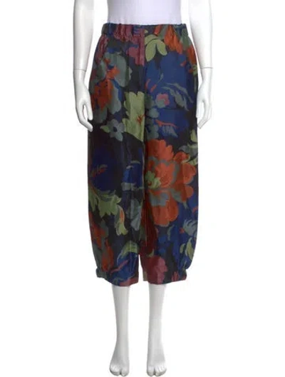 Pre-owned Zero + Maria Cornejo Floral Print Pants In Blue