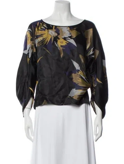 Pre-owned Zero + Maria Cornejo Floral Print Scoop Neck Top In Blue