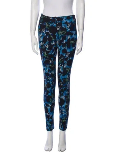 Pre-owned Zero + Maria Cornejo Floral Print Skinny Leg Pants In Blue