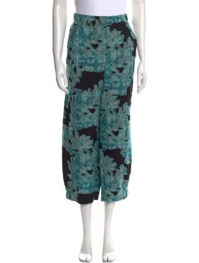 Pre-owned Zero + Maria Cornejo Floral Print Straight Leg Pants In Green