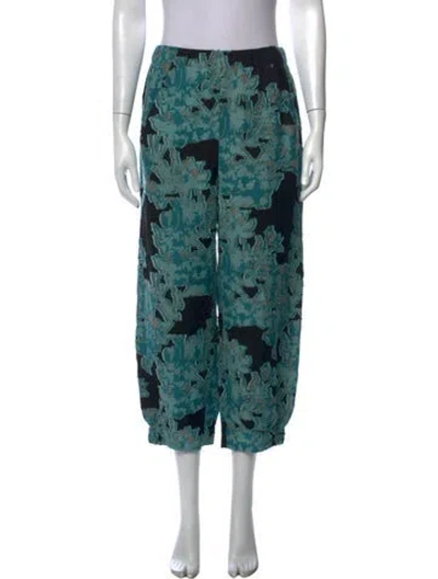 Pre-owned Zero + Maria Cornejo Floral Print Wide Leg Pants In Green