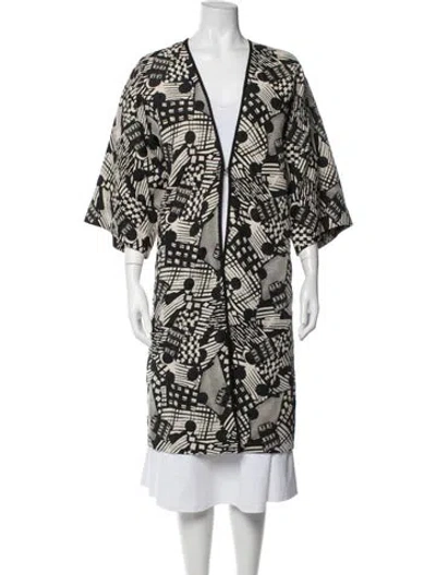 Pre-owned Zero + Maria Cornejo Graphic Print Coat In Black/neutrals