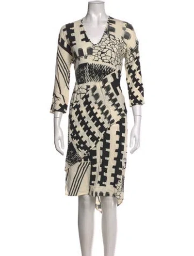 Pre-owned Zero + Maria Cornejo Graphic Print Midi Length Dress In Black/neutrals