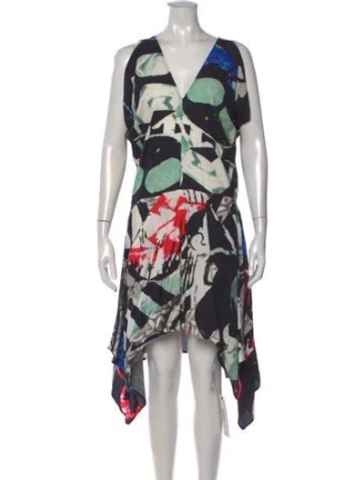 Pre-owned Zero + Maria Cornejo Graphic Print Mini Dress In Blue