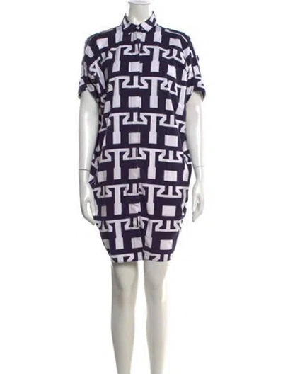 Pre-owned Zero + Maria Cornejo Graphic Print Mini Dress In Blue