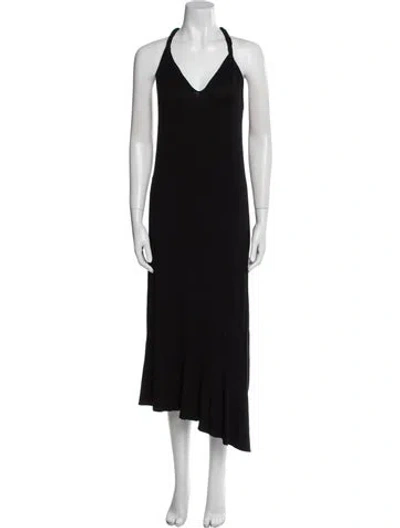 Pre-owned Zero + Maria Cornejo Halterneck Long Dress In Black