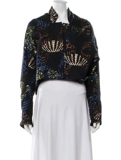 Pre-owned Zero + Maria Cornejo Jacquard Graphic Print Jacket In Black