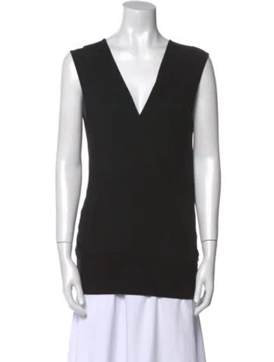 Pre-owned Zero + Maria Cornejo Jersey V-neck Top In Black