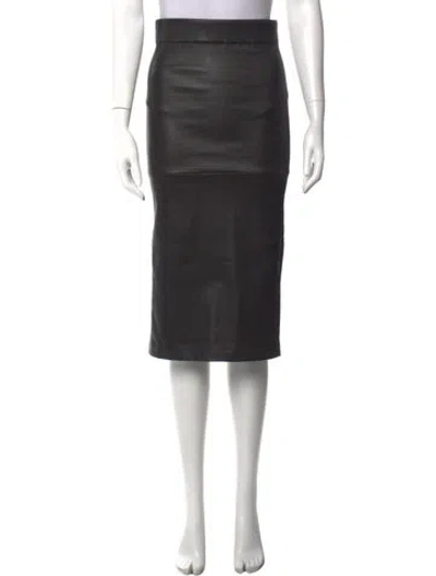 Pre-owned Zero + Maria Cornejo Lamb Leather Midi Length Skirt In Grey