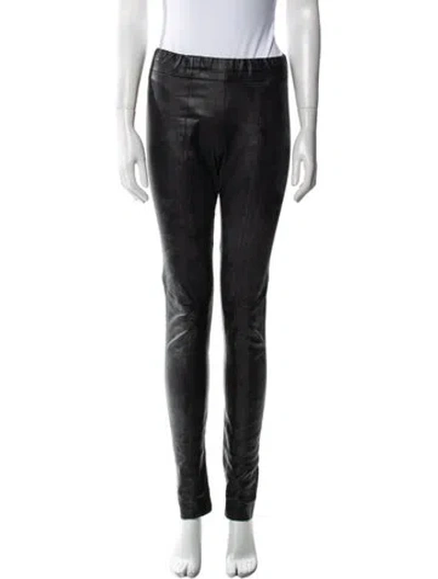 Pre-owned Zero + Maria Cornejo Lamb Leather Skinny Leg Pants In Gray