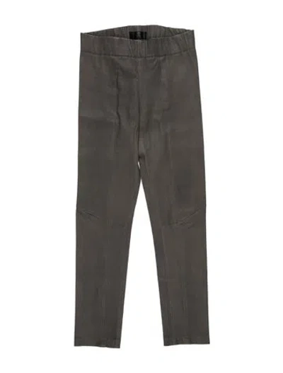 Pre-owned Zero + Maria Cornejo Lamb Leather Straight Leg Pants In Grey