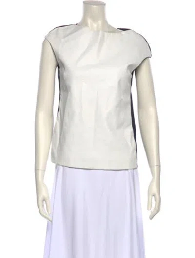 Pre-owned Zero + Maria Cornejo Lambskin Crew Neck Top In White