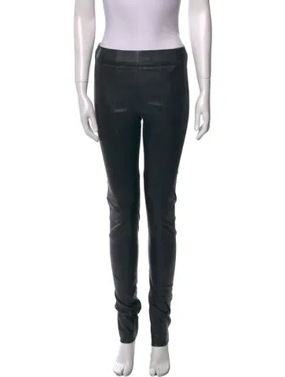 Pre-owned Zero + Maria Cornejo Lambskin Skinny Leg Pants In Green