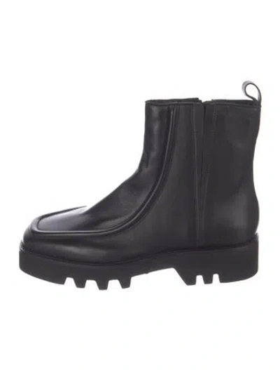 Pre-owned Zero + Maria Cornejo Leather Chelsea Boots In Black/blue