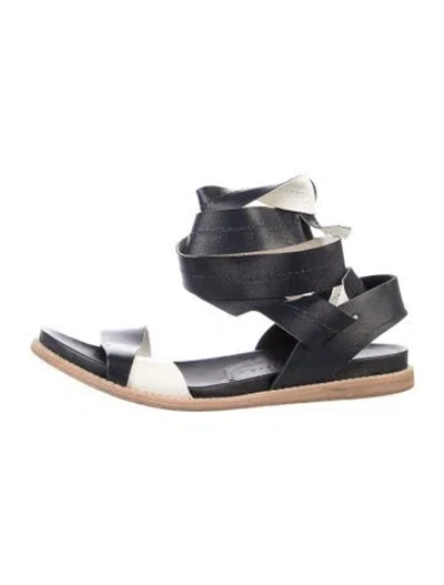 Pre-owned Zero + Maria Cornejo Leather Colorblock Pattern Sandals In Blue