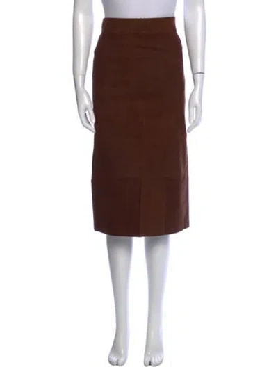Pre-owned Zero + Maria Cornejo Leather Knee-length Skirt In Brown