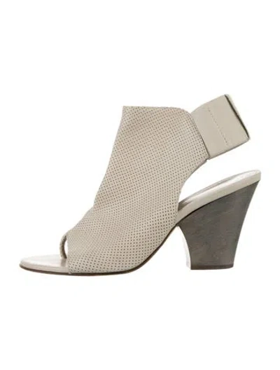 Pre-owned Zero + Maria Cornejo Leather Lasercut Accents Slingback Sandals In Neutral