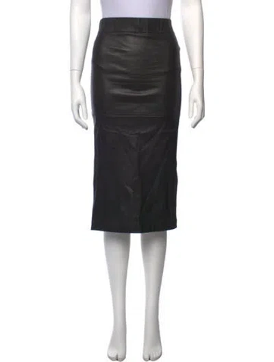 Pre-owned Zero + Maria Cornejo Leather Midi Length Skirt In Black