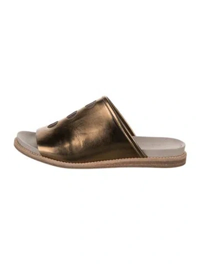 Pre-owned Zero + Maria Cornejo Leather Slides In Gold/metallic