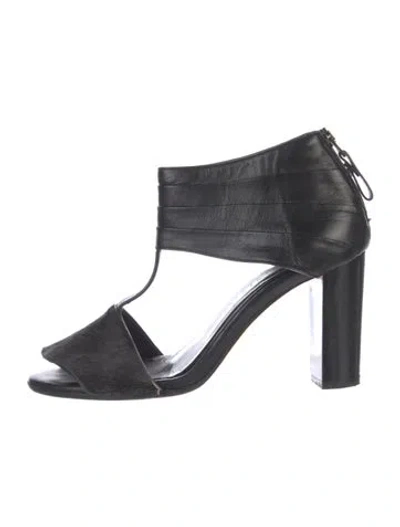 Pre-owned Zero + Maria Cornejo Leather T-strap Sandals In Black