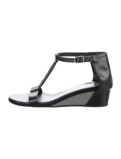 Pre-owned Zero + Maria Cornejo Leather T-strap Sandals In Black