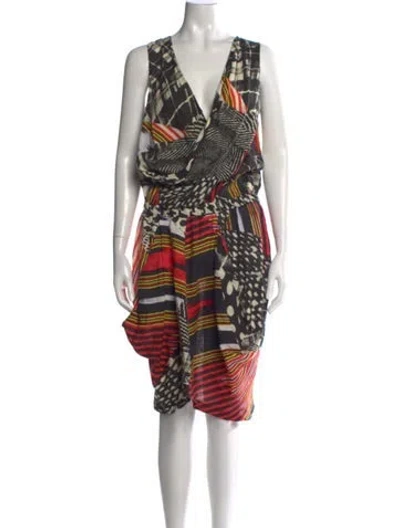 Pre-owned Zero + Maria Cornejo Linen Knee-length Dress In Multicolor