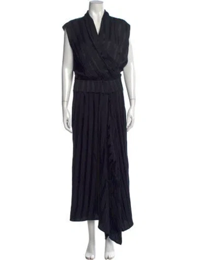 Pre-owned Zero + Maria Cornejo Linen Long Dress In Blue