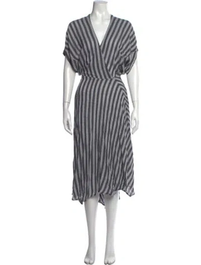 Pre-owned Zero + Maria Cornejo Linen Midi Length Dress In Grey