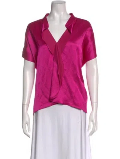 Pre-owned Zero + Maria Cornejo Linen V-neck Blouse In Pink