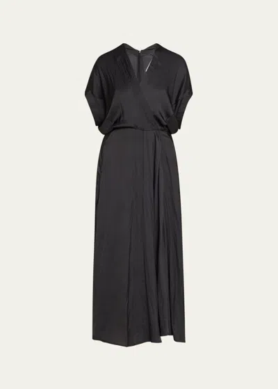 Zero + Maria Cornejo Long Aki Wave Wrap Dress In Black