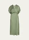 Zero + Maria Cornejo Long Aki Wave Wrap Dress In Sage
